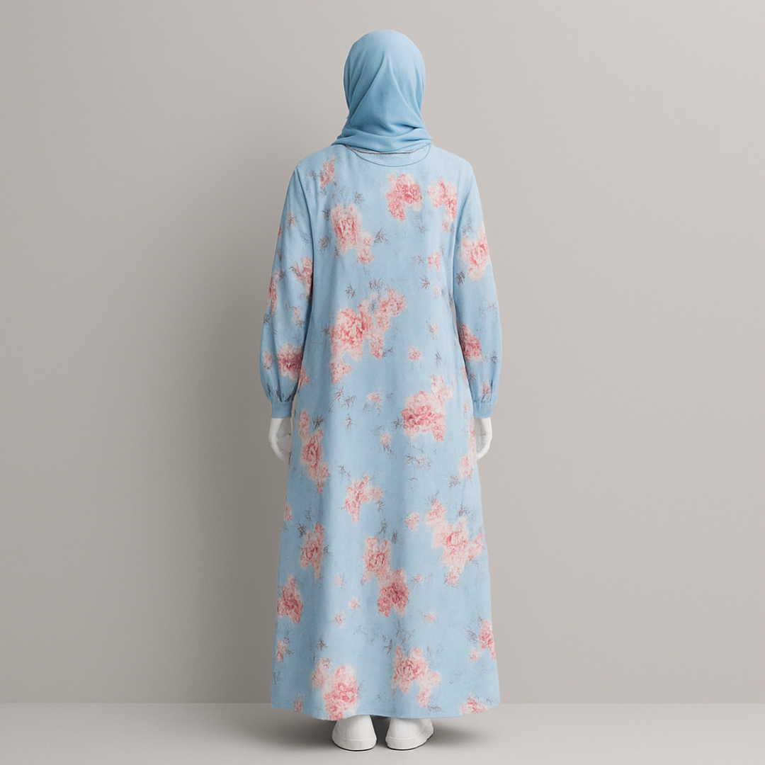 Aqua Mist Printed Abaya