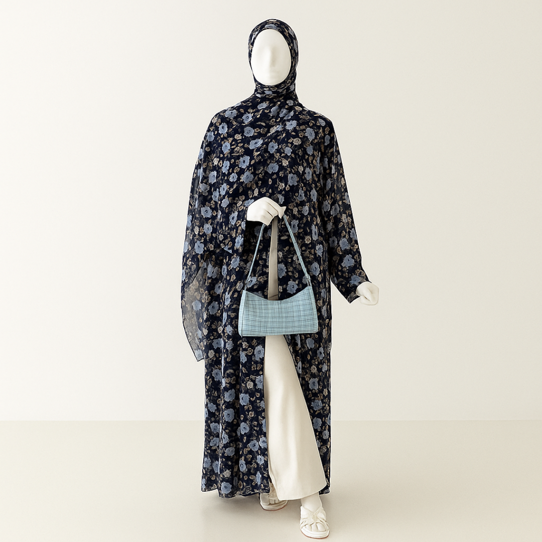 Sapphire Bloom Printed Abaya