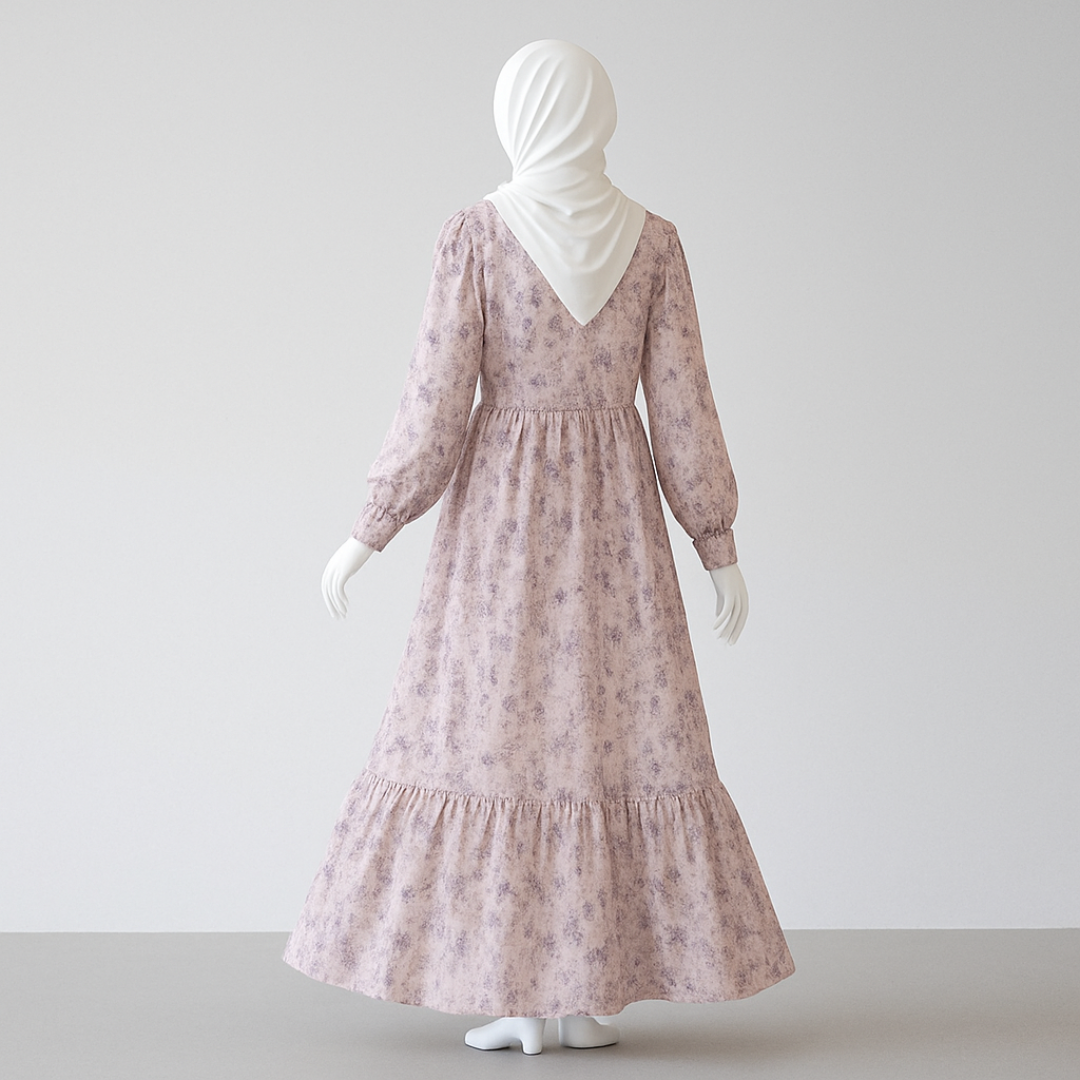 Soft Petals Printed Abaya